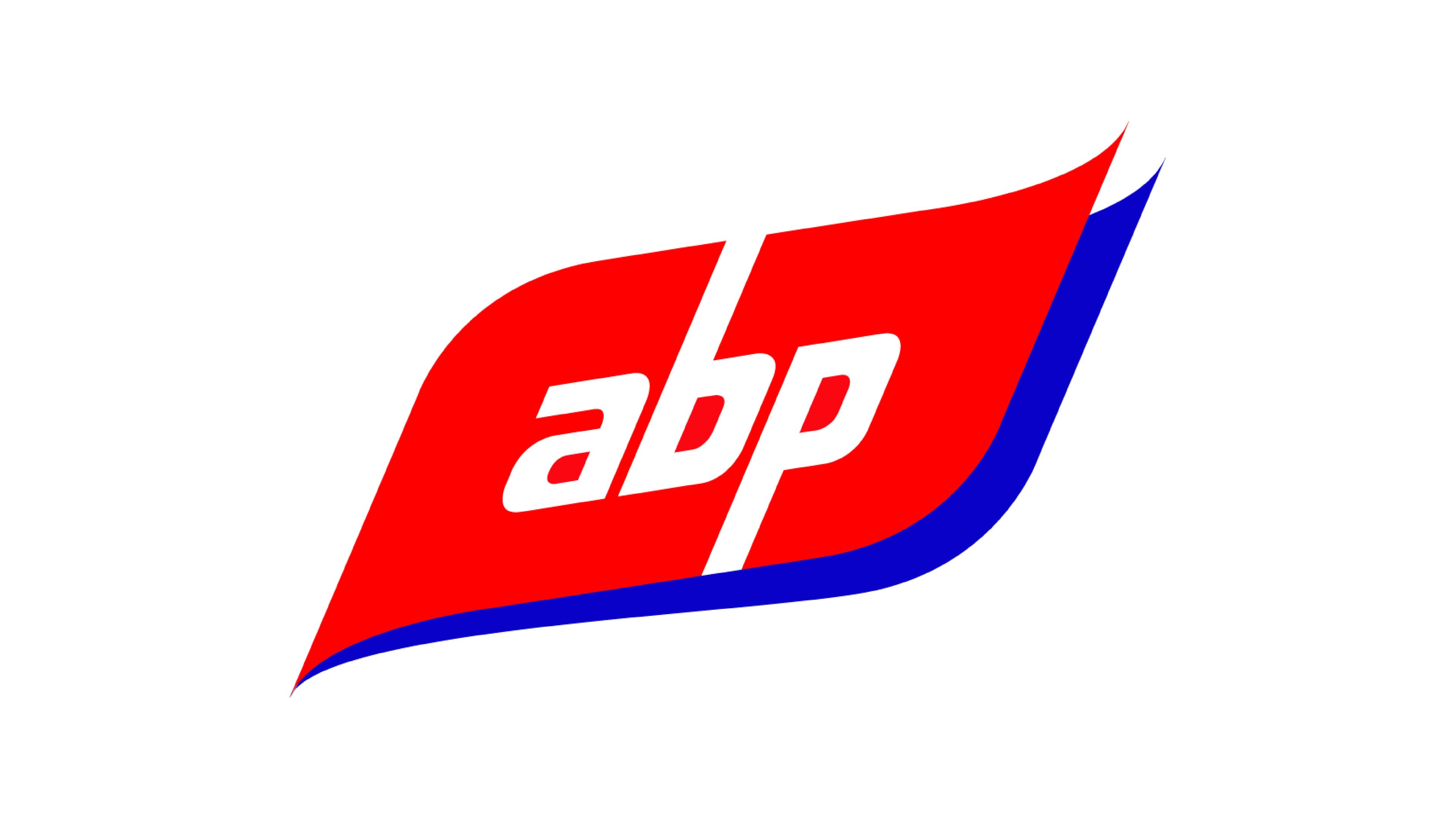 A red and blue logo with curved edges featuring the lowercase letters "abp" in white. The design has a modern and sleek appearance, with the red shape appearing dominant and bordered by blue at the bottom.